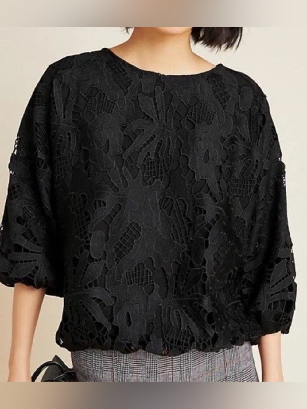 Anthropologie x Eri + Ali Lace Bubble Hem Blouse - Size Small